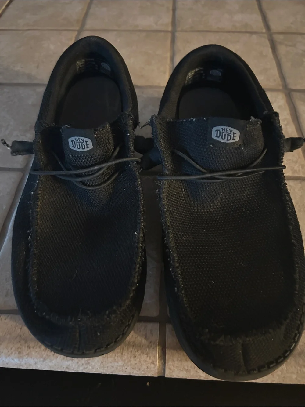 Hey Dude Kids Black Canvas Slip-On Moccasins